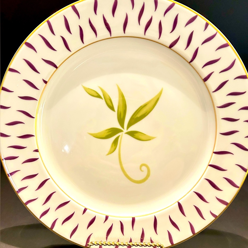 Bernardaud Purple and Green Dinnerware Plate.